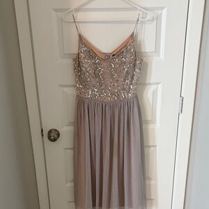 Adrianna Papell Beige Sequin Dress